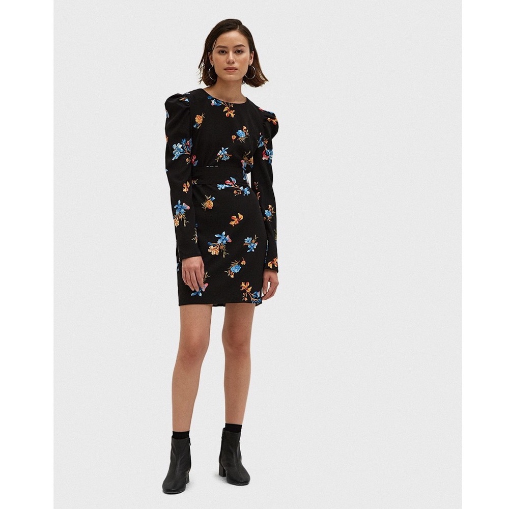 Floral Puffy Sleeve Mini Dress